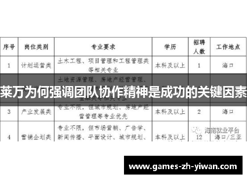 莱万为何强调团队协作精神是成功的关键因素