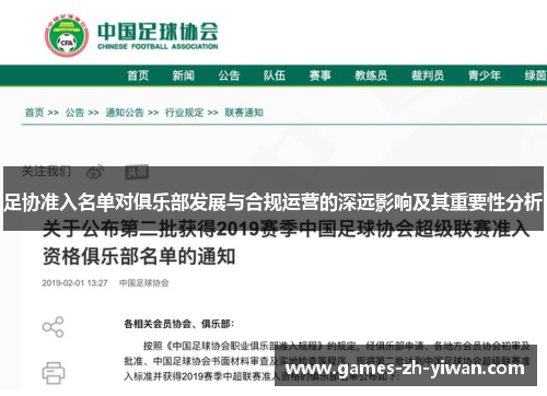 足协准入名单对俱乐部发展与合规运营的深远影响及其重要性分析 足协准入名单对俱乐部发展与合规运营的深远影响及其重要性分析